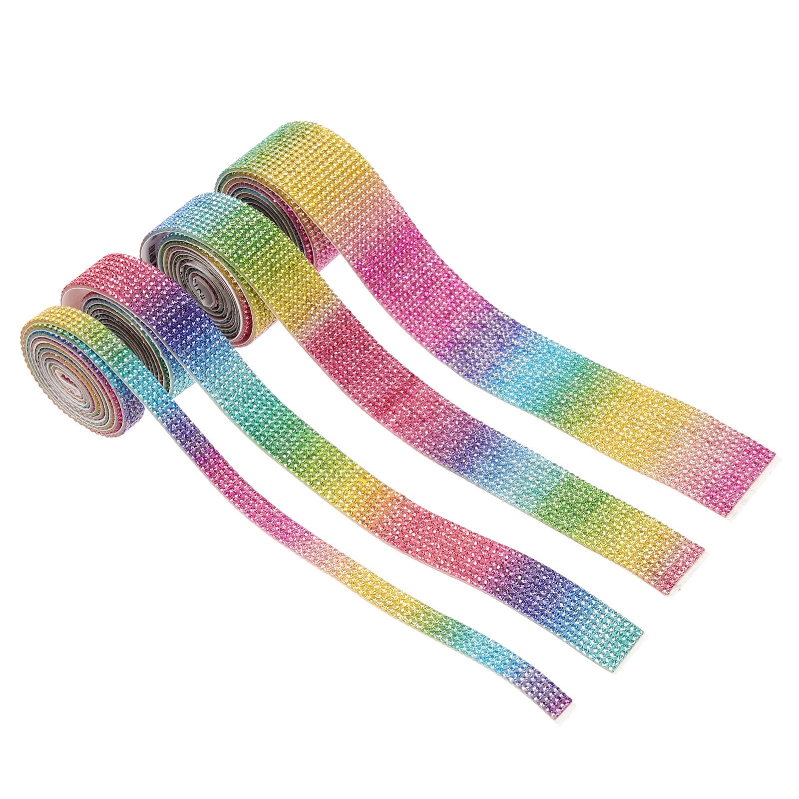 Operitacx 12rollen Selbstklebende Kristall-strassbänder Funkelnde Rhinestone-tapes Regenbogenfarben Für Diy-dekorationen Hochzeiten Kostüme Handwerk Und