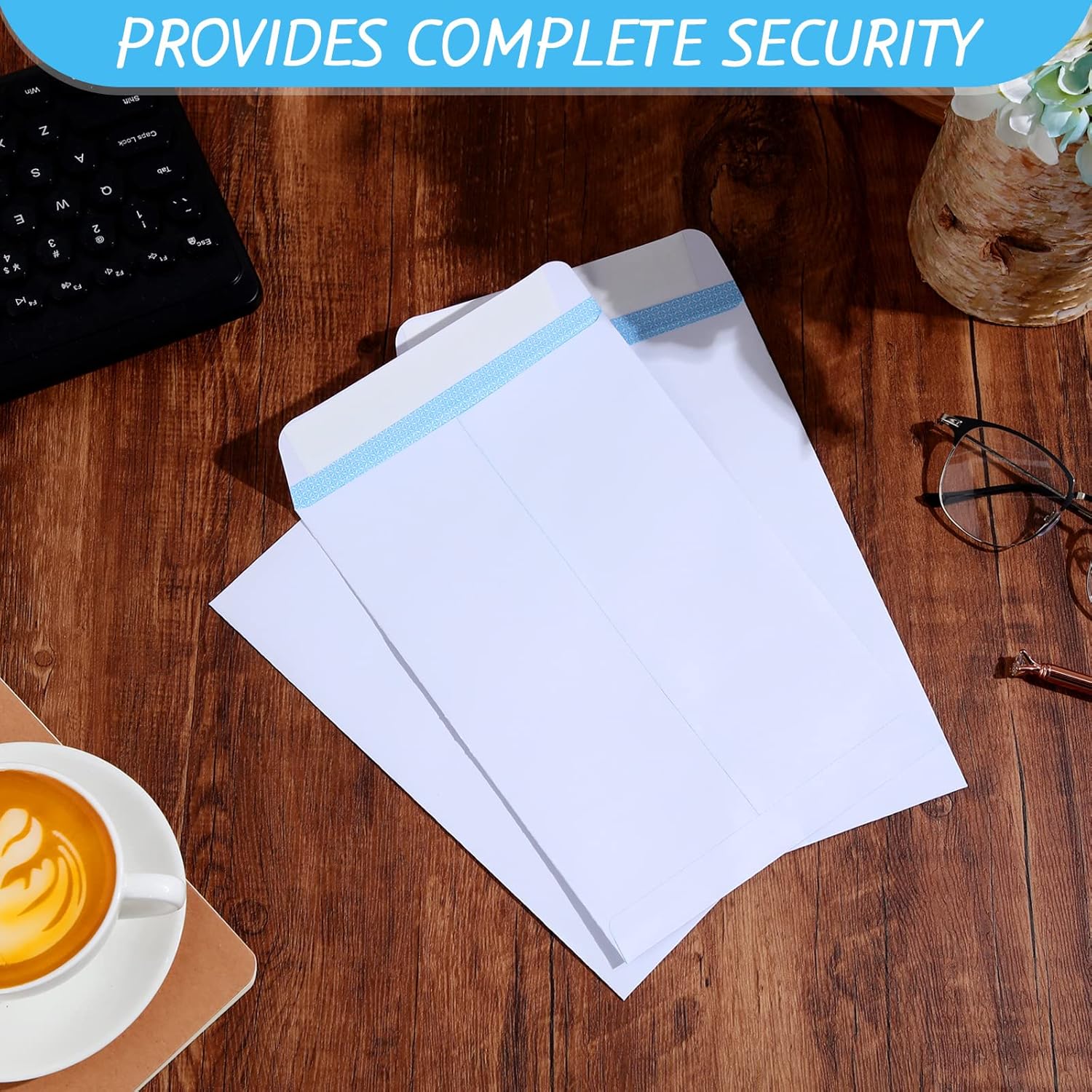 500 Pcs 6 x 9 Self Adhesive Security White Catalog Envelopes 27lb Designed for Secure Mailing Securely Holds Small Booklets, Catalogs, Cards, or Brochures with Strong Peel and Seal Flap