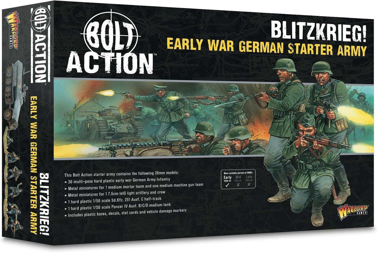 Warlord Games Blitzkrieg German Starter Army - 28mm Scale Plastic Miniatures for Bolt Action Highly Detailed World War 2 Miniatures for Table-top Wargaming