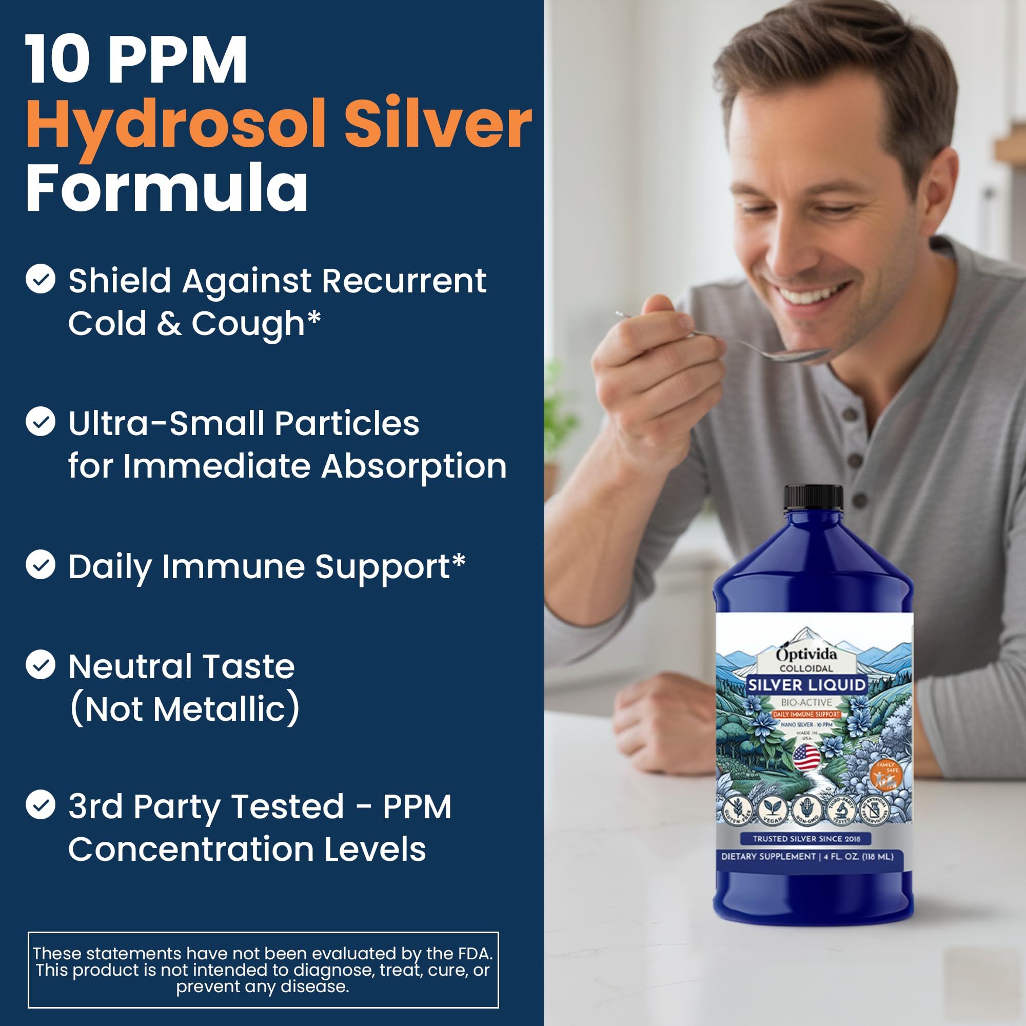 Colloidal Silver Liquid 10 PPM, Nano Silver Hydrosol Liquid Water - 32 oz — Amazon image 3
