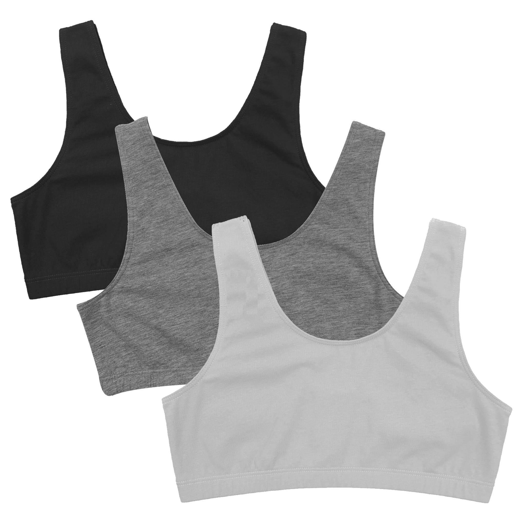 PopularGirls Sports Racerback Bra - Girls Sports Bras Print & Solid Colors. Training Bras for Teens - 2 Pack