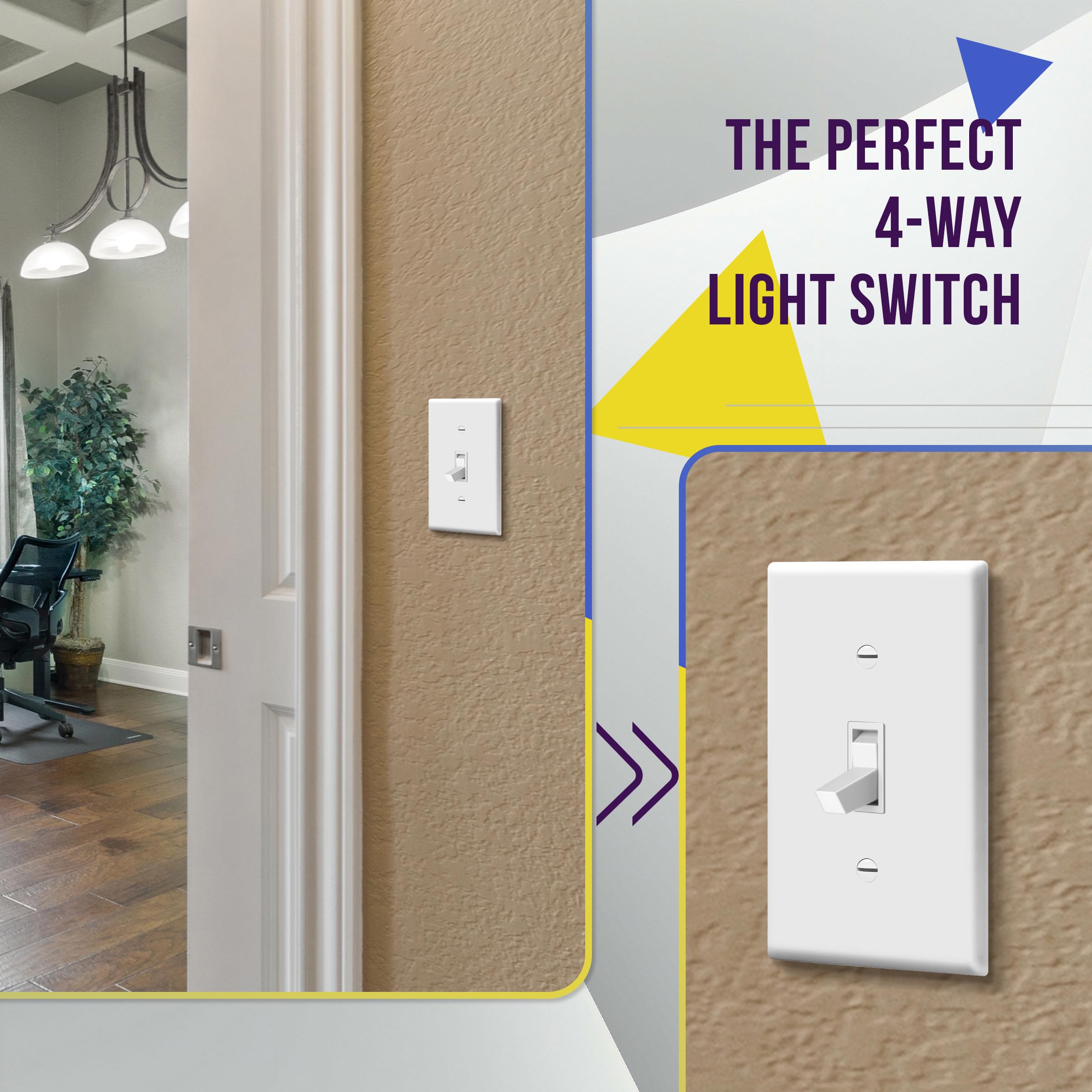 Snapklik.com : 4-Way Toggle Light Switch, Four Way, Side Wiring, Copper ...