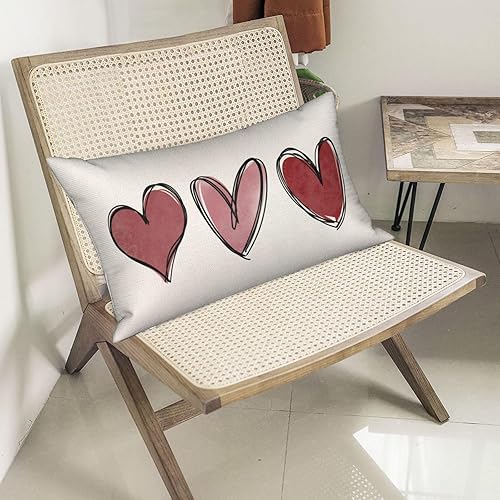 Miniatura 5 de GOLIANDA Juego de 2 fundas de almohada para el día de San Valentín de 12 x 20 pulgadas, decoración de San Valentín con corazón rojo, almohadas