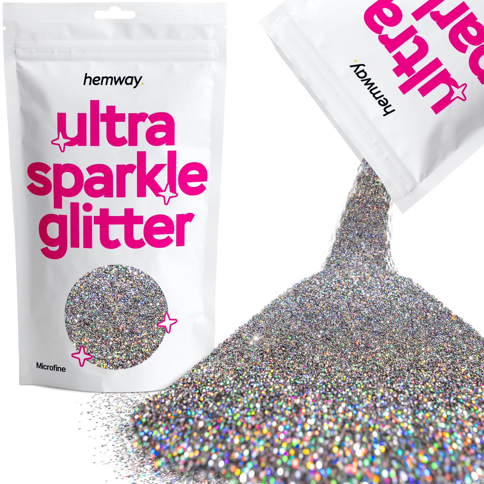 Hemway Ultra Sparkle Glitter Baby Pink Iridescent 100g Fine | Glitter for Arts & Craft, Makeup, Nail Art, Crafting, Card Making, Sparkle Decoration — view 214
