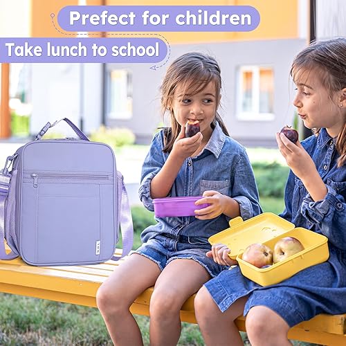Miniatura 5 de NOL - Lonchera impermeable de nailon para niños, bolsa de almuerzo aislada, hielera, reutilizable, cierre de cremallera con asa de hebilla para