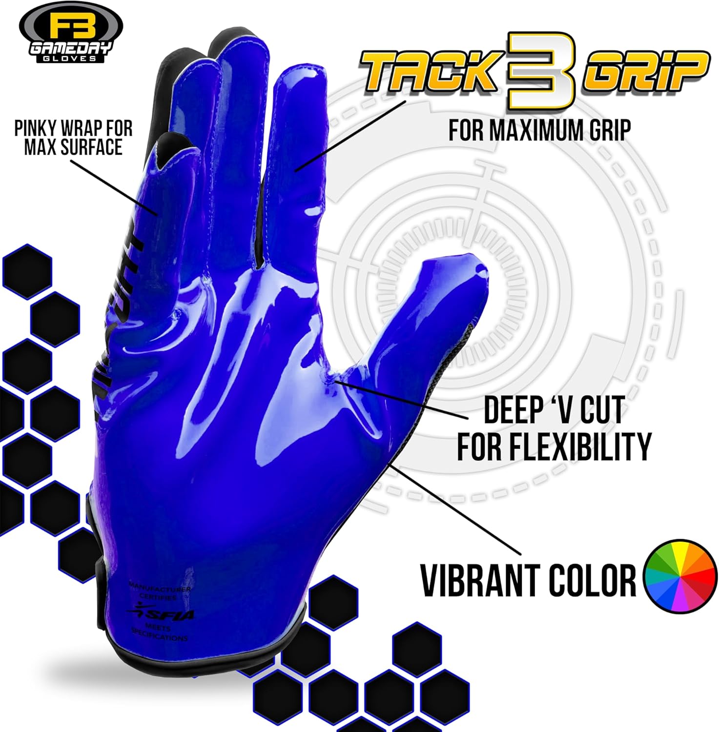 F3 Football Receiver Gloves - Youth & Men Super Sticky Palms for Ultimate Grip High-Performance Football Gloves for Catching Hard Passes Battle