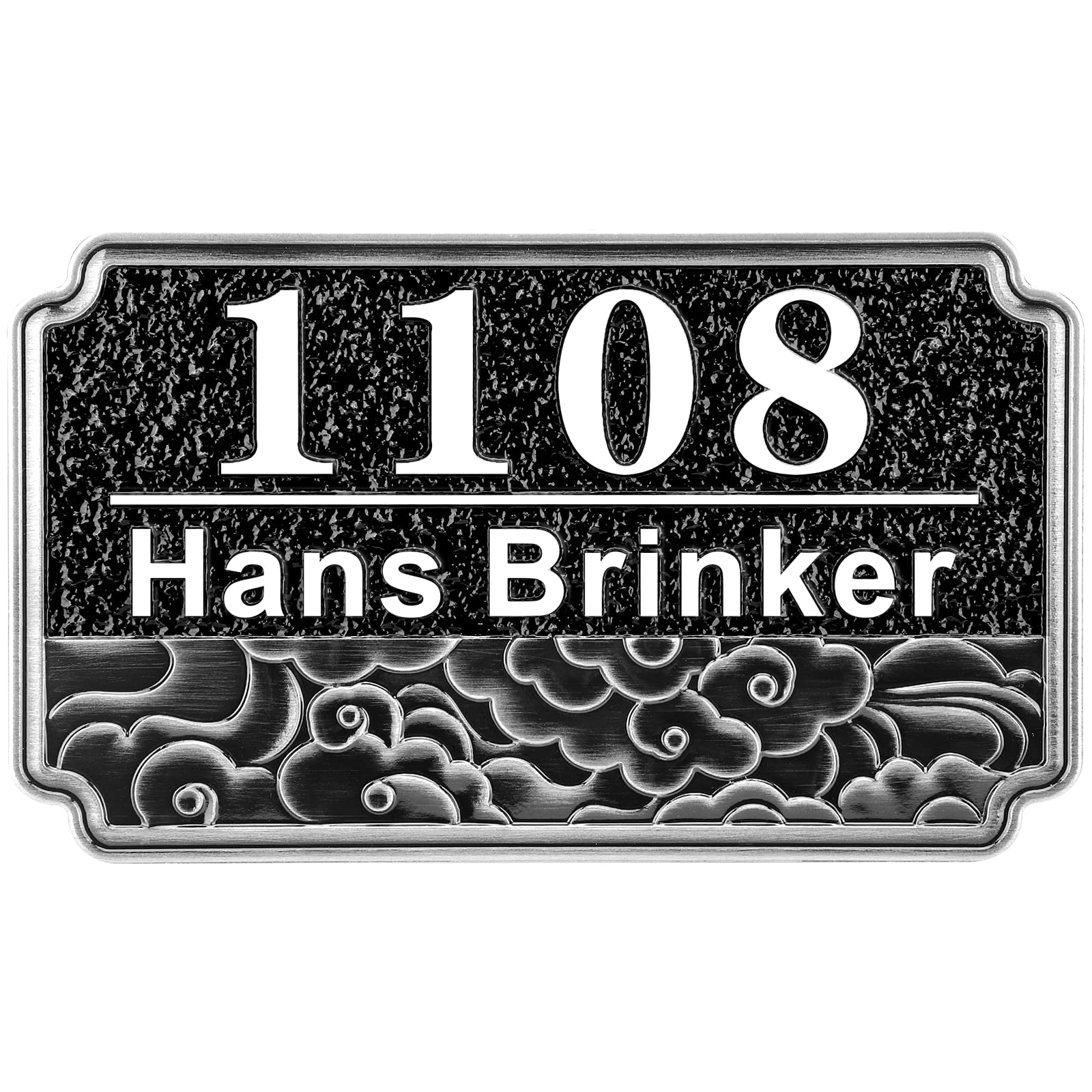 Personalized Cast Address Sign House Number Home Address Plaque 12 Inch, Custom Steet House Number Sign, Metal or Acrylic Antique Brass for Outside Vintage