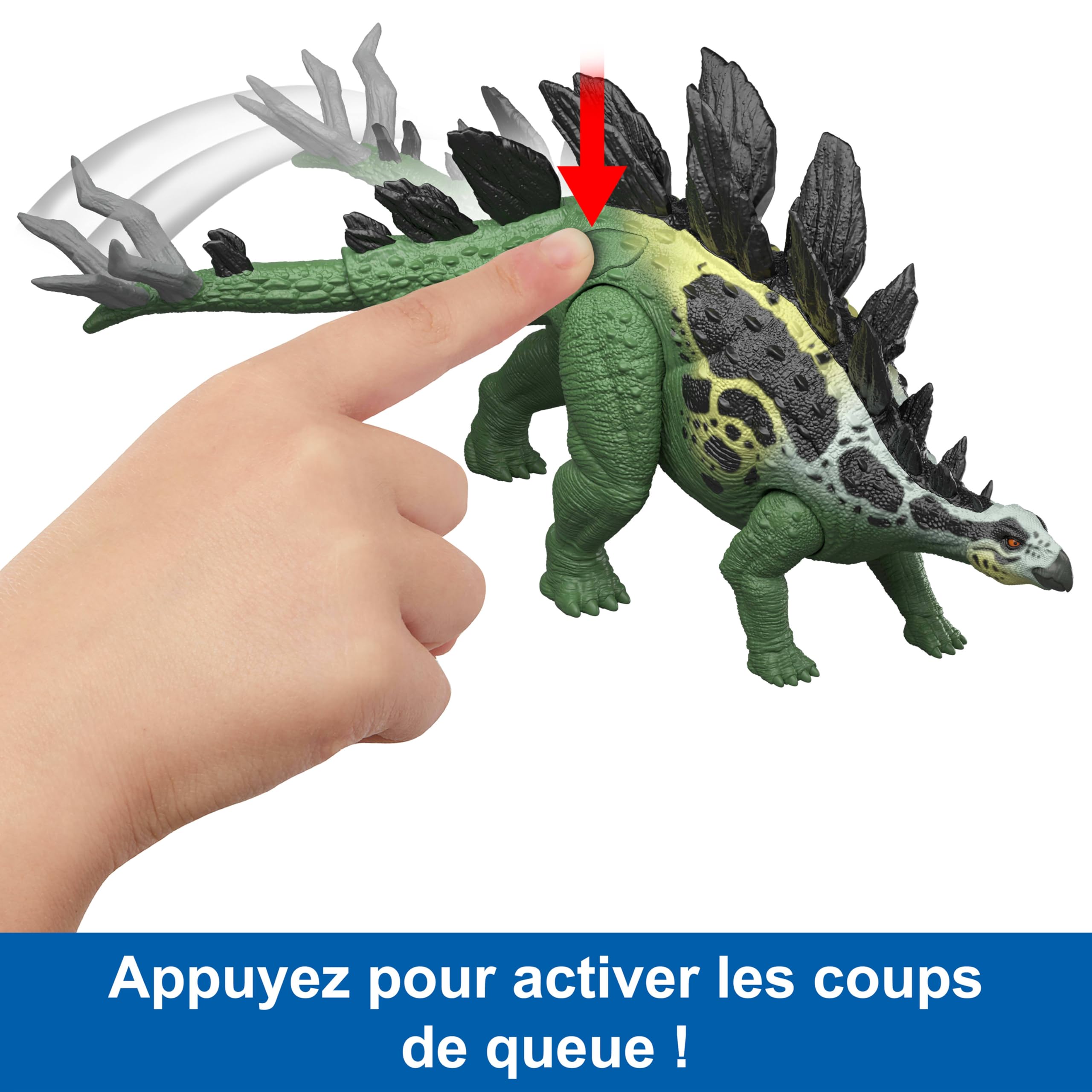 Mattel Jurassic World Figurine de Dinosaure, Grand stégosaure Géants Féroces avec Deux attaques et Une évolution, Jeu numérique, JKL85