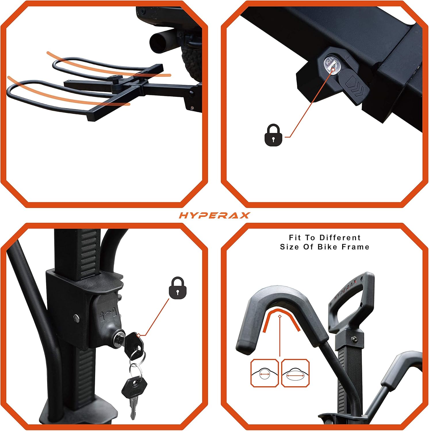 Hot Deals HYPERAX Volt 2 -E Bike Hitch Mounted Bike Rack Carrier for 2-inch Hitch Fits Up to 2 X 70 lbs MTBs, e MTBs, EBikes, Road Bikes with Up to 5-inch Fat Tires- Suitable for SUV, Trucks, Sedan, NO RV USE!