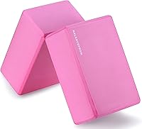 Fitvids High Density Yoga Blocks Set of 2 (9x6x4 Inch Pink) - Lightweight, Non-Slip, Durable Support for All Poses