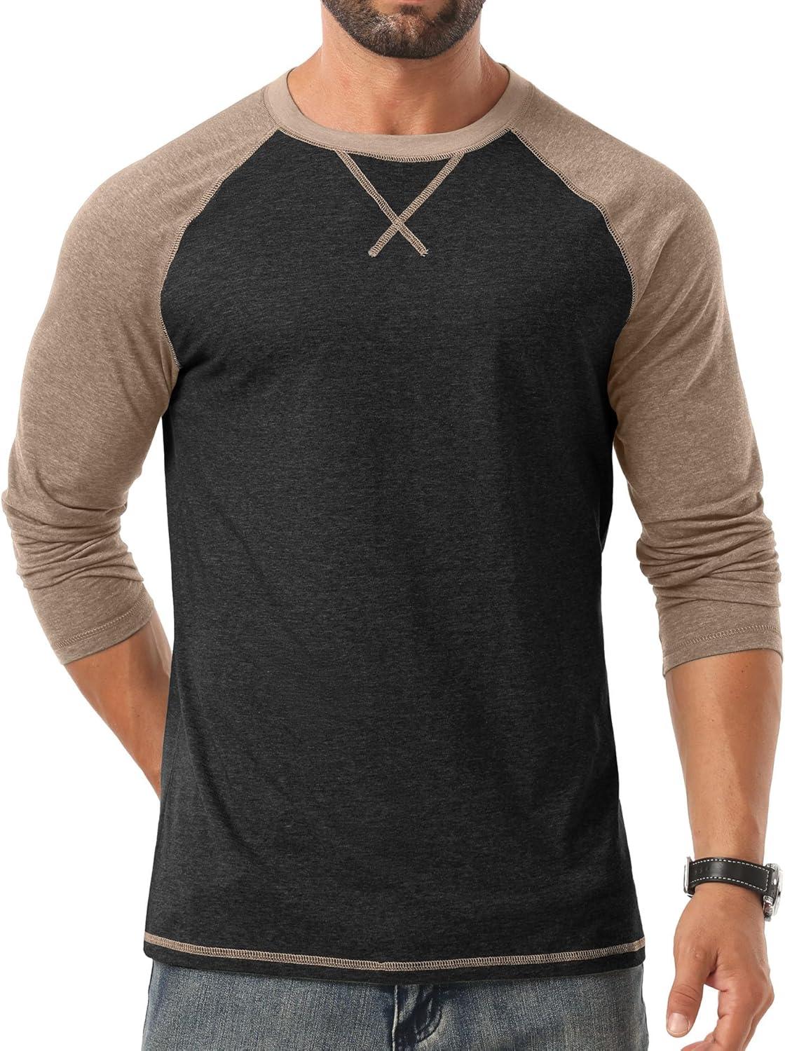 Askdeer Mens T-Shirt Long/Short Sleeve Cotton Shirts Casual Stylish Crewneck Shirts - Image 6