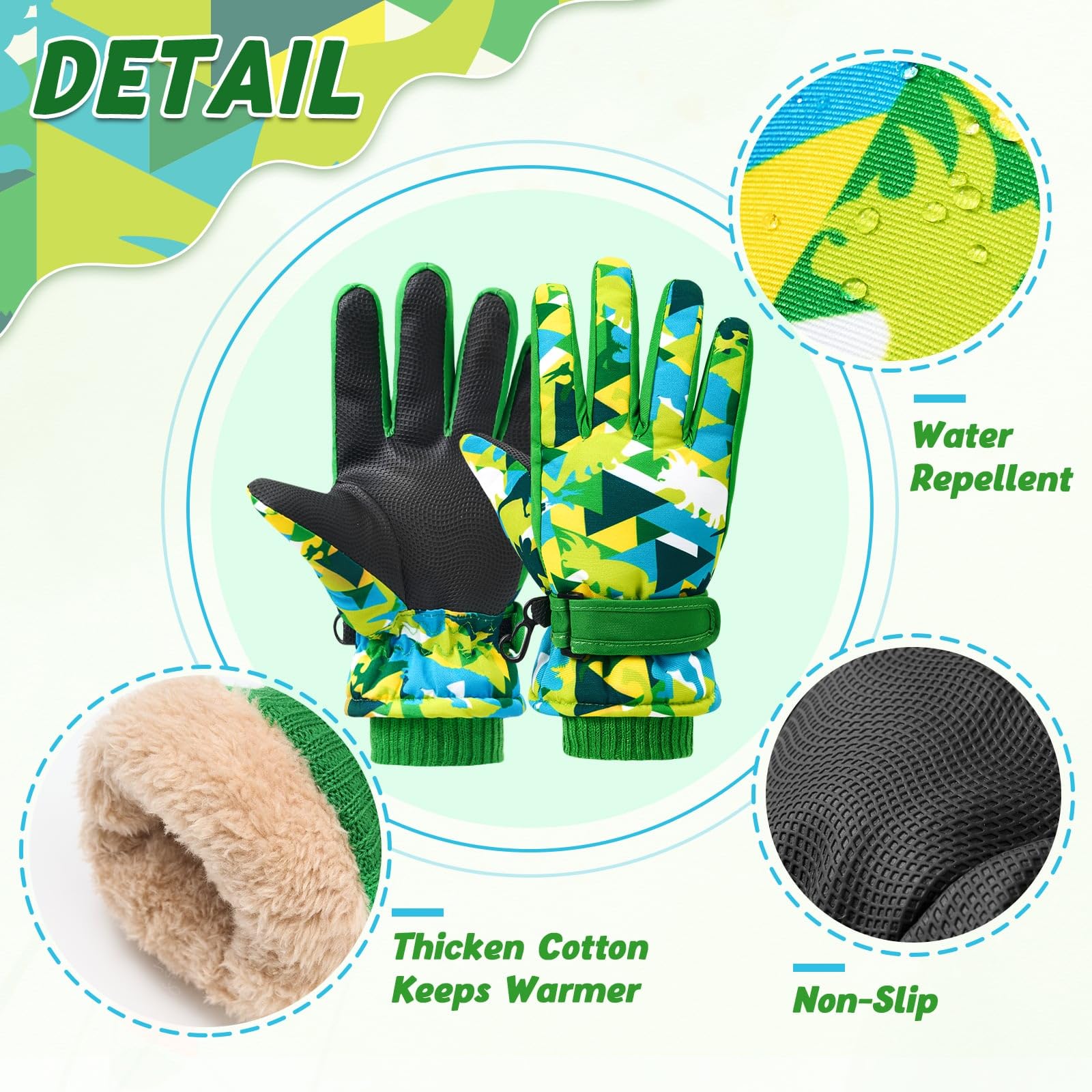 WAWSAM Guantes Niños Invierno Cálido Guantes de Esquí Invierno