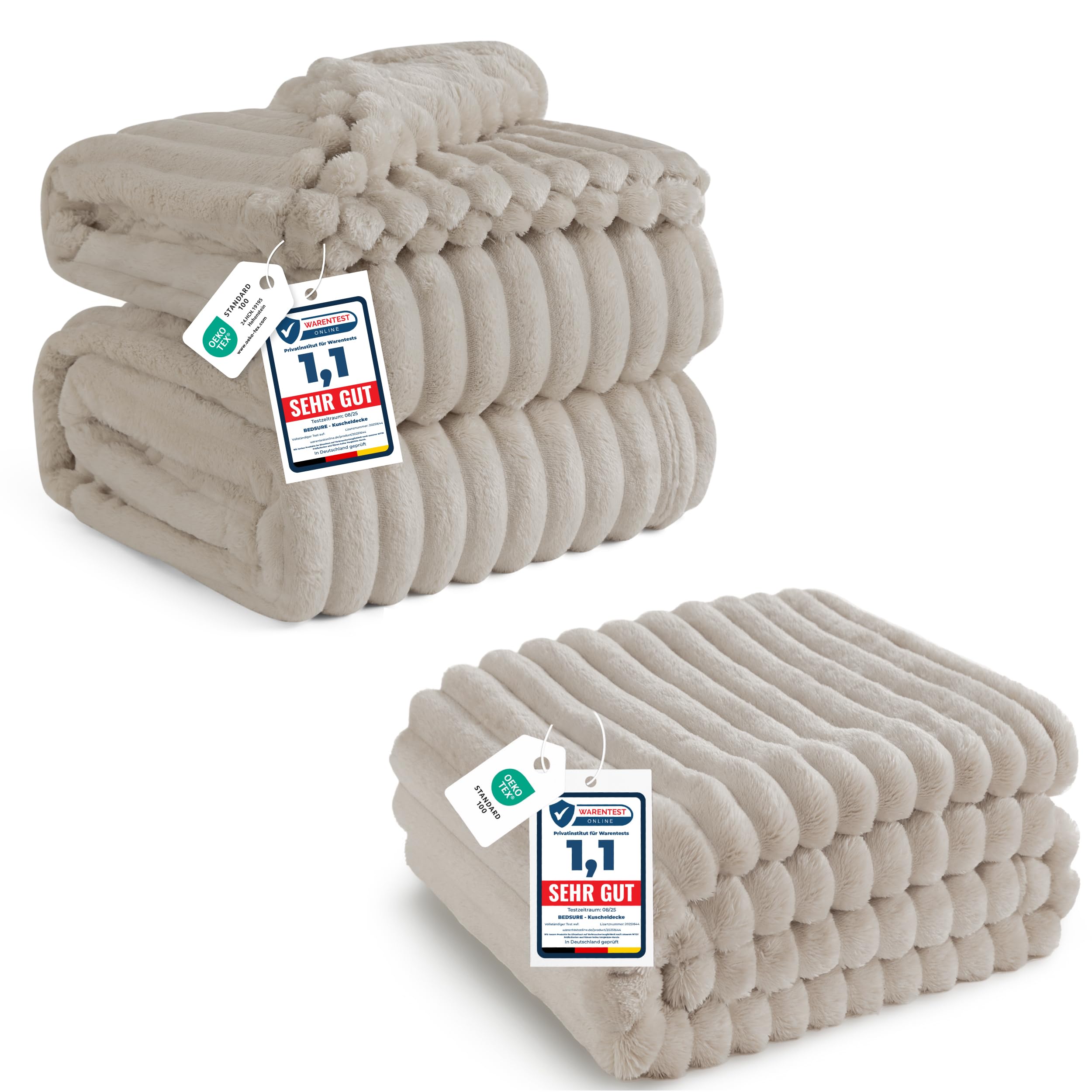 BEDSURE kuscheldecke Beige 150 x 200 & 220x240
