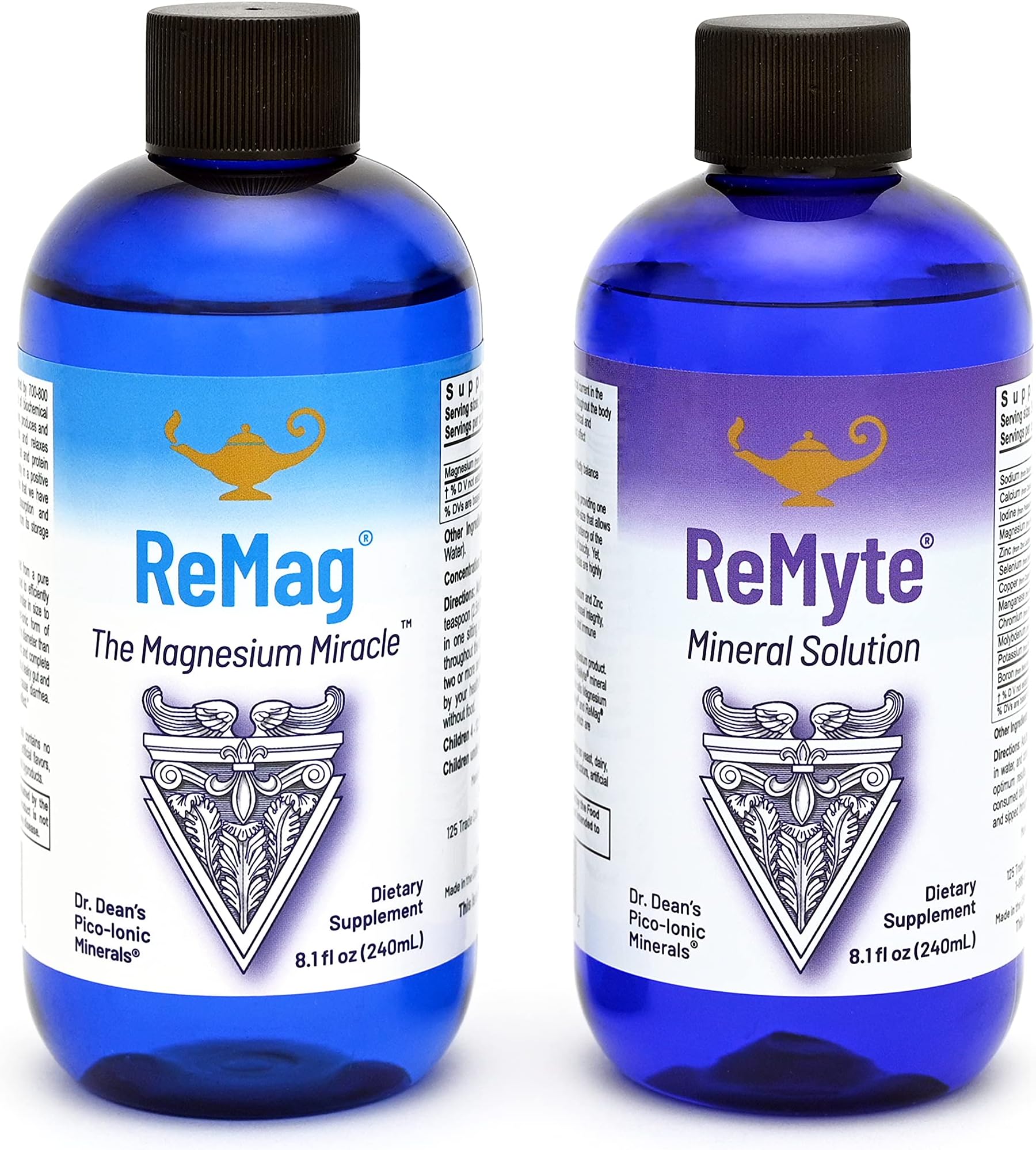 RnA ReSet ReMag & ReMyte โ Liquid Magnesium and Multi-Mineral Supplement Bundle, 8.1 Fl Oz Each (2-Pack) NSF Certified
