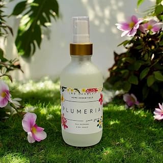Plumeria Room and Linen Spray Made In USA Clean Ingredients Essential Oils Long Lasting Scent AIr Freshener Glass Bottle Floral