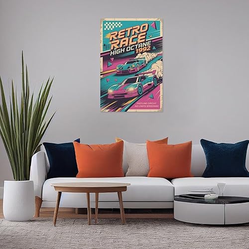 Miniatura 5 de Vintage Racing Poster for Game Room And Garage Retro 90s Arcade Car Poster Wall Art for Speed Lovers Printing Posters Unframe-style
