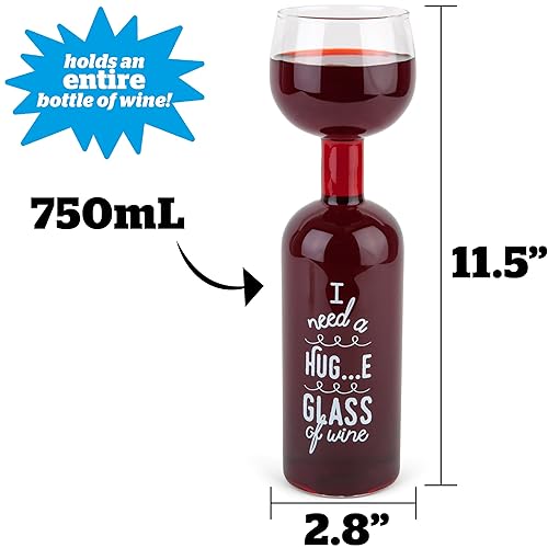 Miniatura 3 de BigMouth Inc. - Vaso de vino con texto "I Need a Hug...e Glass of Wine", copa de vino grande, 25.4 fl oz