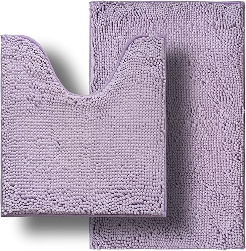 Miniatura 16 de Juegos de Alfombras de Baño de 2 Piezas, Tapete de Baño de Chenilla Ultra Suave y Absorbente, Alfombras de Baño Antideslizantes Lavables (20x32