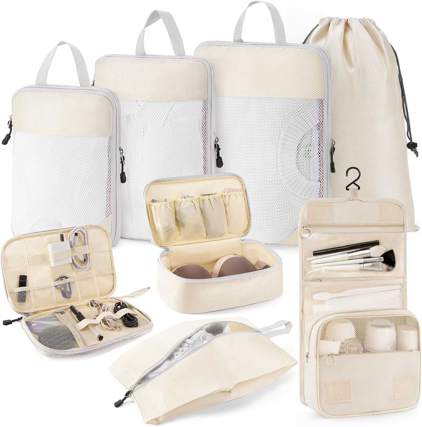 Anjing 8Piece Suitcase Organiser Set Compression Packing Cubes Visible