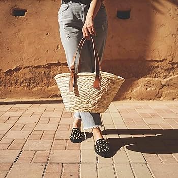 バッグ French Baskets FRENCH BASKET straw bag with leather handles beach bag