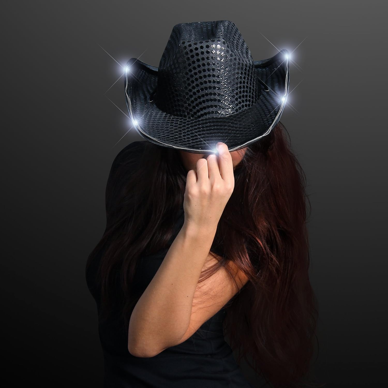 Black light up cowgirl hat Clearance