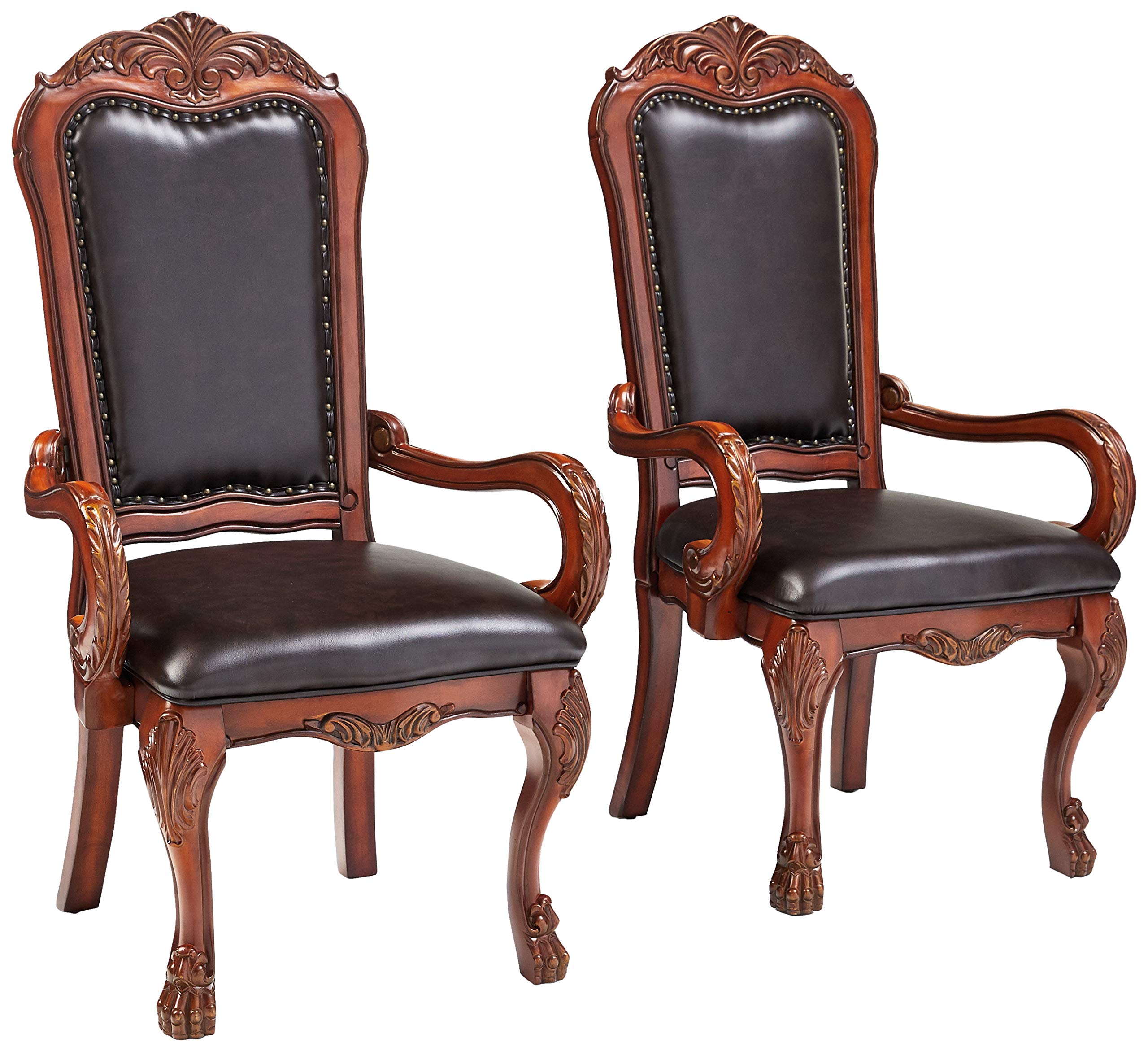 Amazoncom Acme Dresden Arm Chair Set 2 Pu Cherry Oak Chairs Amazoncom Acme Dresden Arm Chair Set 2 Pu Cherry Oak Chairs