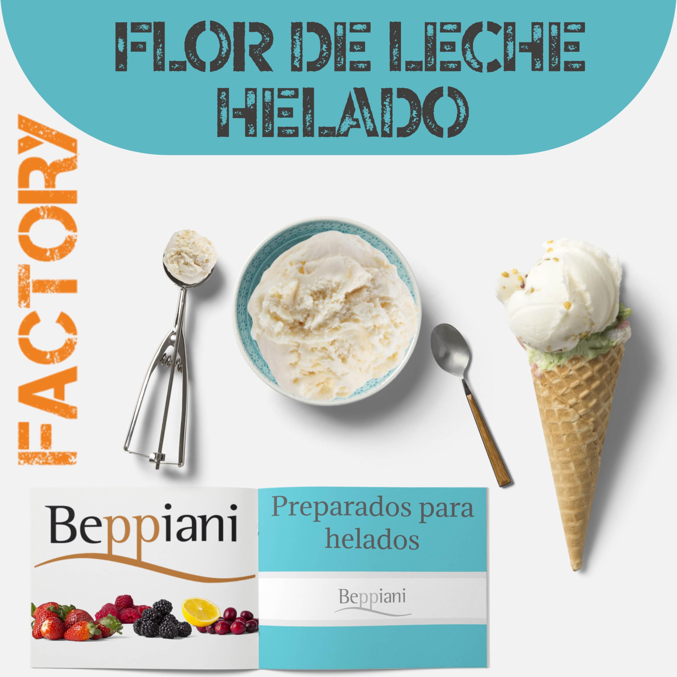 Preparado para helado profesional Beppiani Base helado, flor de leche, para heladería, fácil preparación, resultado de heladería, receta simple resultado sorprendente