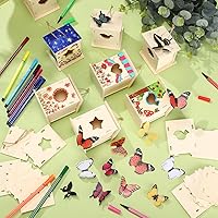 Vista 6 de Outus Kit de 24 piezas de casa de pájaros de madera para que los niños construyan, kit de casa de pájaros de 4 formas de madera sin terminar