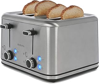 Brabantia BBEK1031N Grille-pain - 4 fentes - Acier inoxydable - Aluminium - 1800 Watt (Argent)