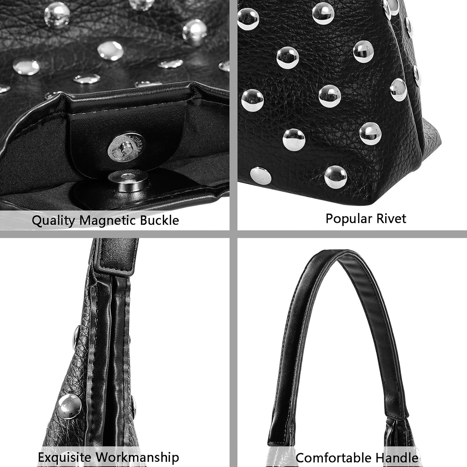 Geelyda Tote Bag for Women Studded Hobo Bag Soft Vegan Leather Shoulder Handbag Large Slouchy Purses - Image 5