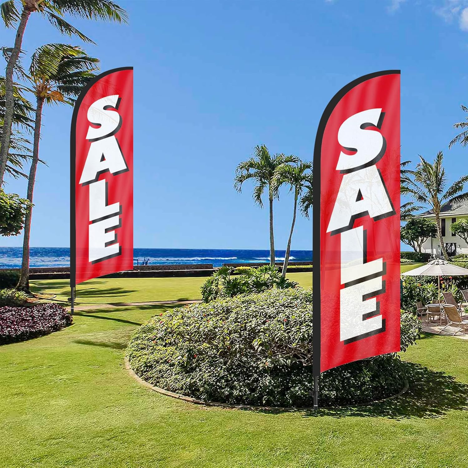 Sale Feather Flags, 8Ft Swooper Feather Flag for Sale Business 2Pack (Red) - Image 7