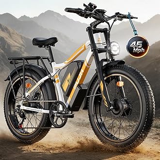 6000W Dual Motor Electric Bike for Adults,Max 45MPH Up to 100 Miles Range,60V 20Ah Removable Battery with 24/26" Fat Tire Ebike for Men Women,Full Suspension E-Bike for All Terrain PU266
