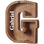 Summidate Customized Name Extra Large Wooden Piggy Bank for Kids Boys Girls Alphabets Letter A-Z Coins Bills Money Change Saving Box Clear Cover (Laser Engraved) Educational Toys 12- Letter G