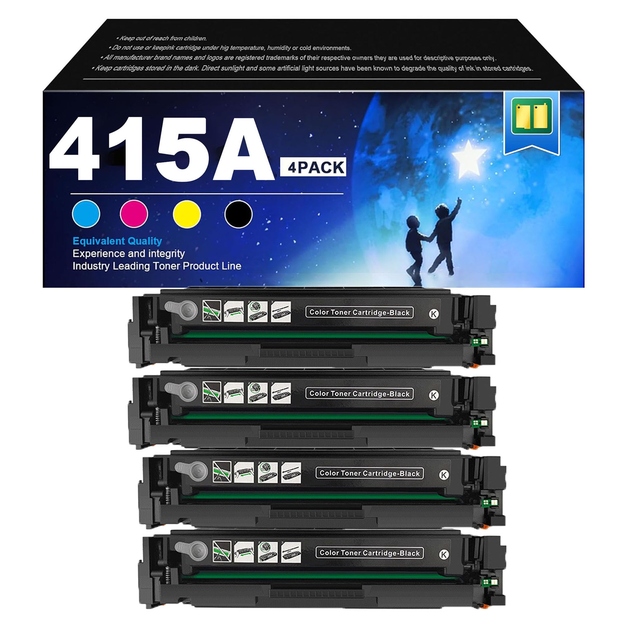 Cartuccia di toner 415A con chip compatibile stampanti per HP Color Laserjet Pro M454DN M454DW MFP M479DW M479FDN M479FDW, W2030A W2031A W2032A W2033A,Black-1 set