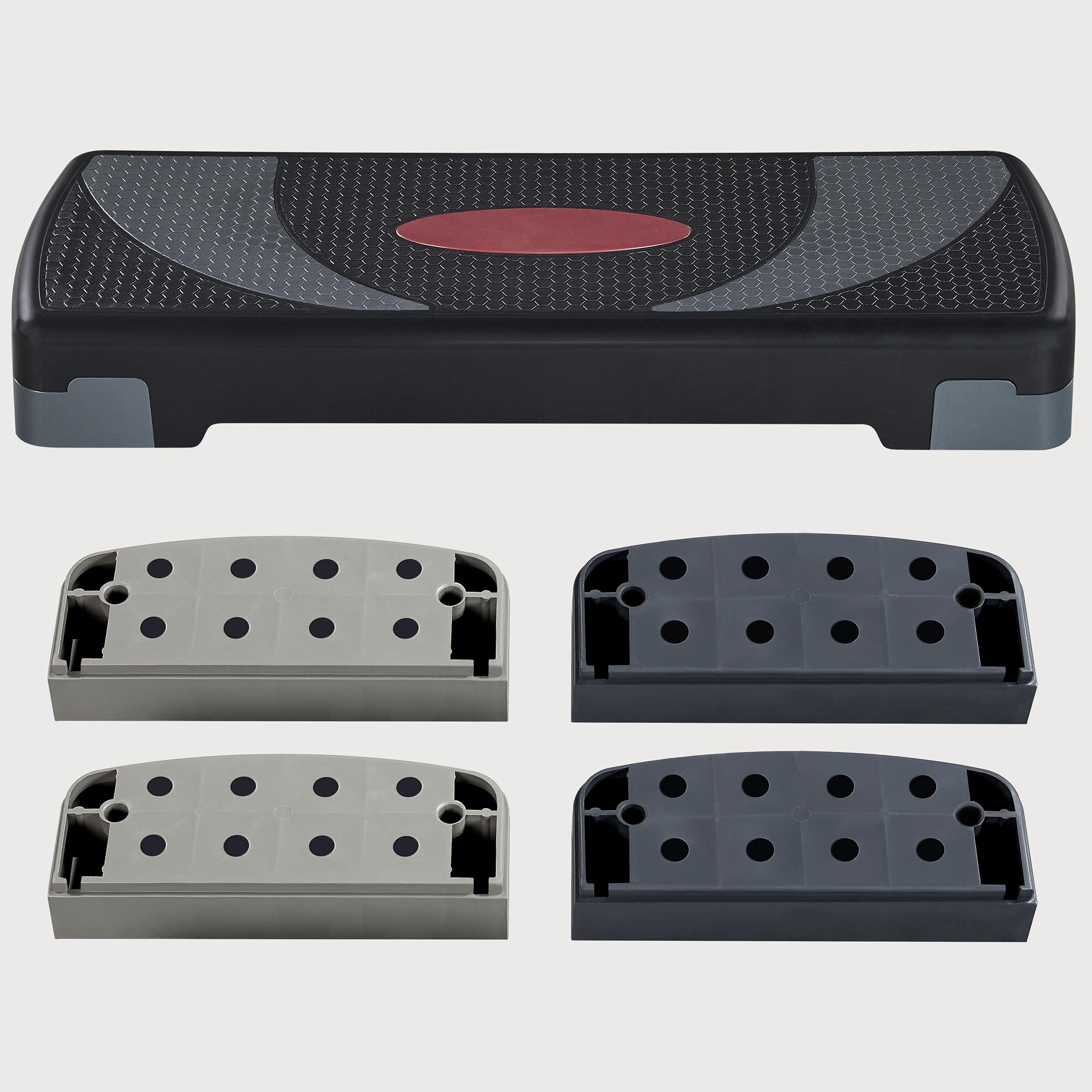 Yaheetech Step de Aeróbic Plataforma Steps Fitness Casa 3 Altura (10,5/15/20 cm) Adjustable Banco Fitness para Ejercio Yoga Adecuado Gimnasio Exterior, Antideslizante, 79,5x30x20cm, Carga 250kg