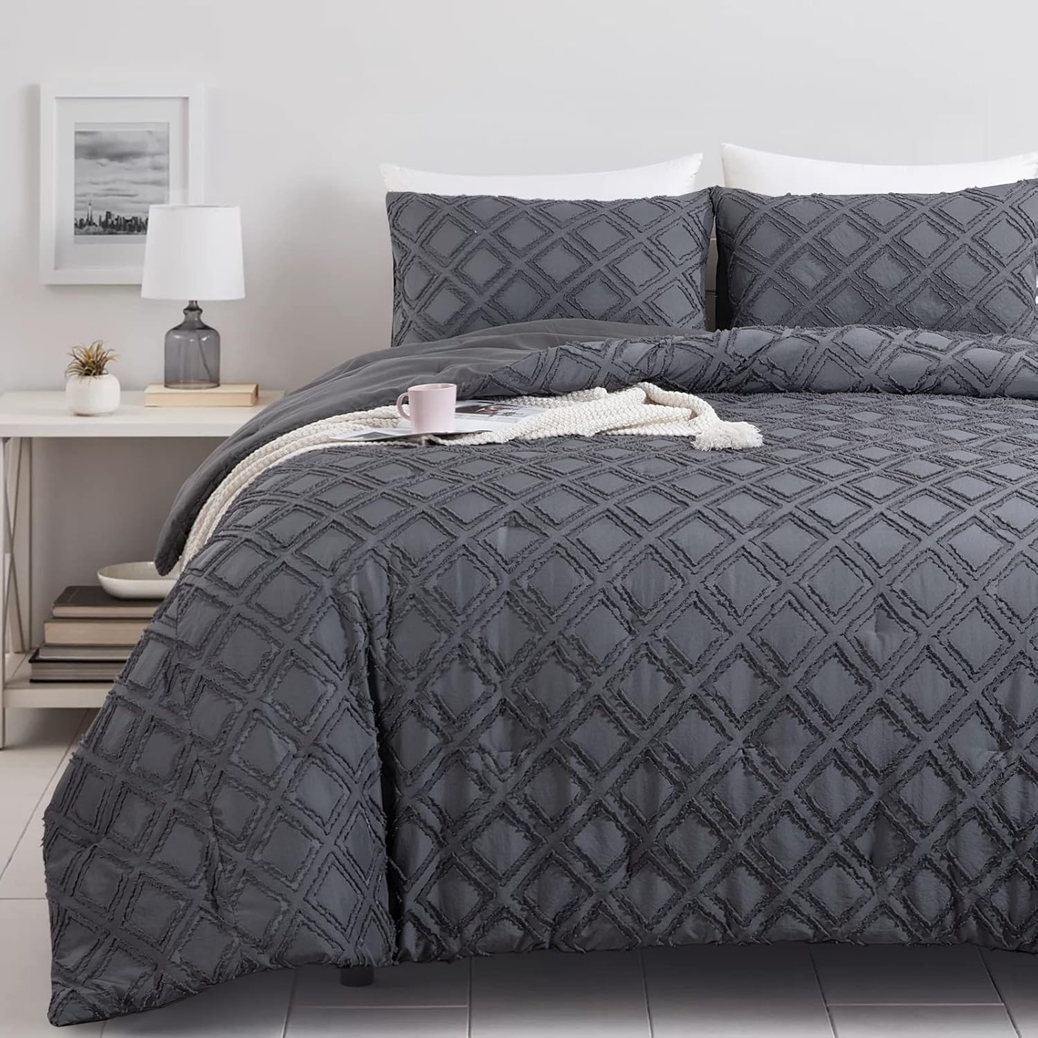 HOMBYS Oversized King Boho Comforter Set 120x120, Tufted