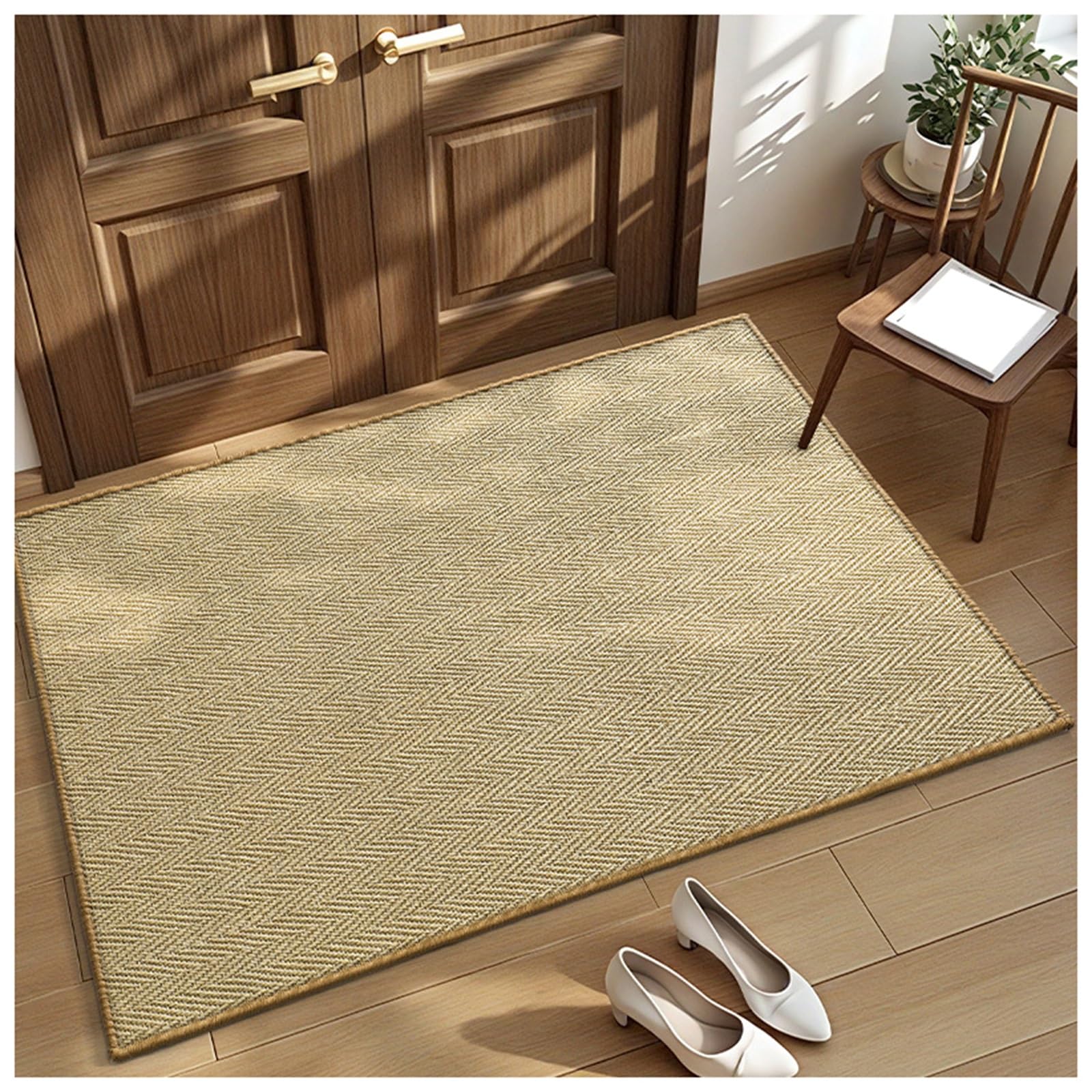 Tapis de cuisine en jute marron café 60x90 style ferme bohème et chaleureux