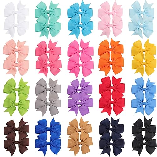 Oaoleer - Lazos para el pelo de 3 pulgadas para niñas y bebés, lazos para el regreso a clases, cinta de grogrén para niños pequeños, accesorios para