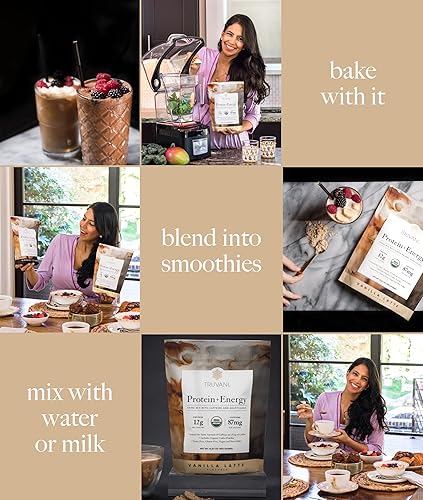 Miniatura 6 de Truvani Mezcla de bebidas proteicas + energéticas con cafeína y adaptógenos, certificado por USDA, orgánico, vegano, sin OMG y sin gluten, con leche
