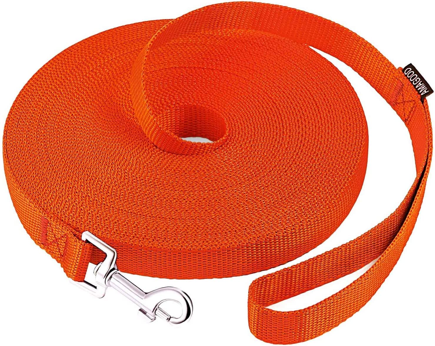AmaGood Dog/Puppy Obedience Recall Training Agility Lead-15 ft 20 ft 30 ft 50 ft Long Leash-for Dog Training,Tie Out,Play,Safety,Camping (20 feet, Orange)