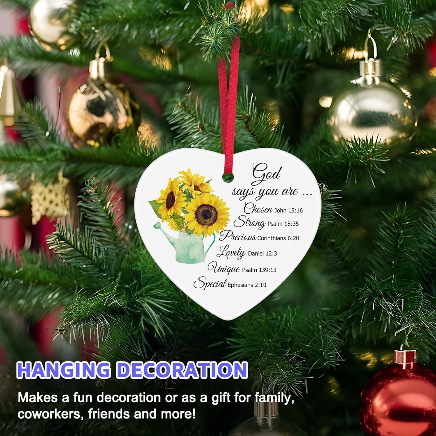 Christian Christmas Ornaments Inspirational Religious Ornaments Bible Verse Religious Gifts Scripture Gifts Religious Gift for Women Men Faith Christmas Easter Prayer Gift Christmas Tree Decoration - Image 2