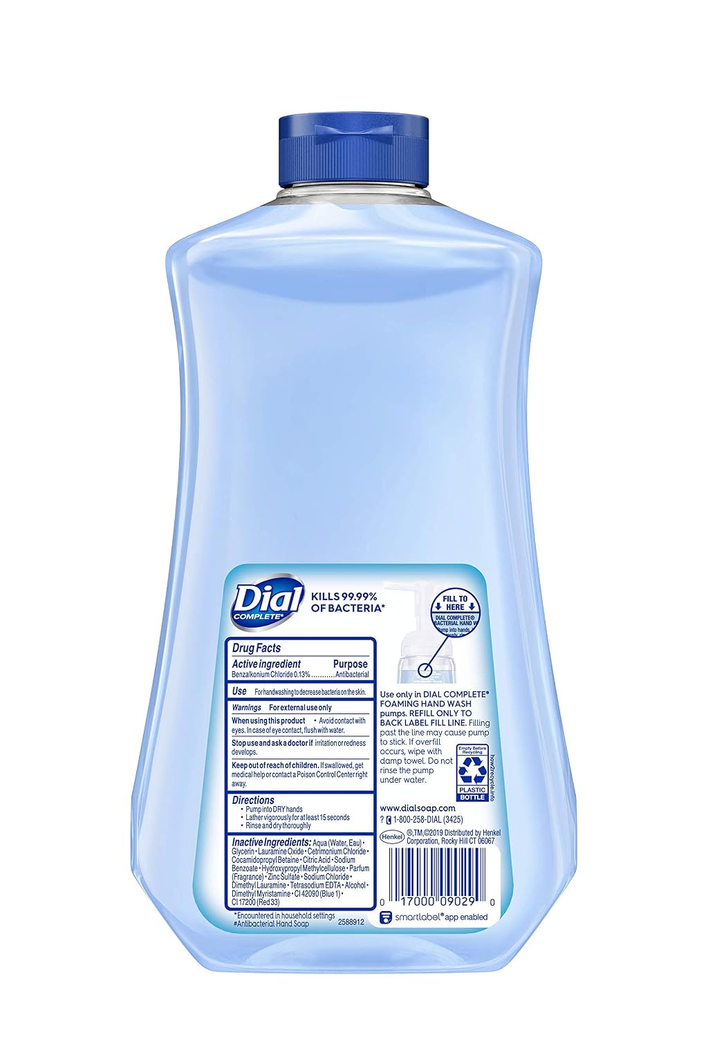 Dial Complete Antibacterial Foaming Hand Soap Refill, Spring Water, 40 Fl Oz (Pack of 6)