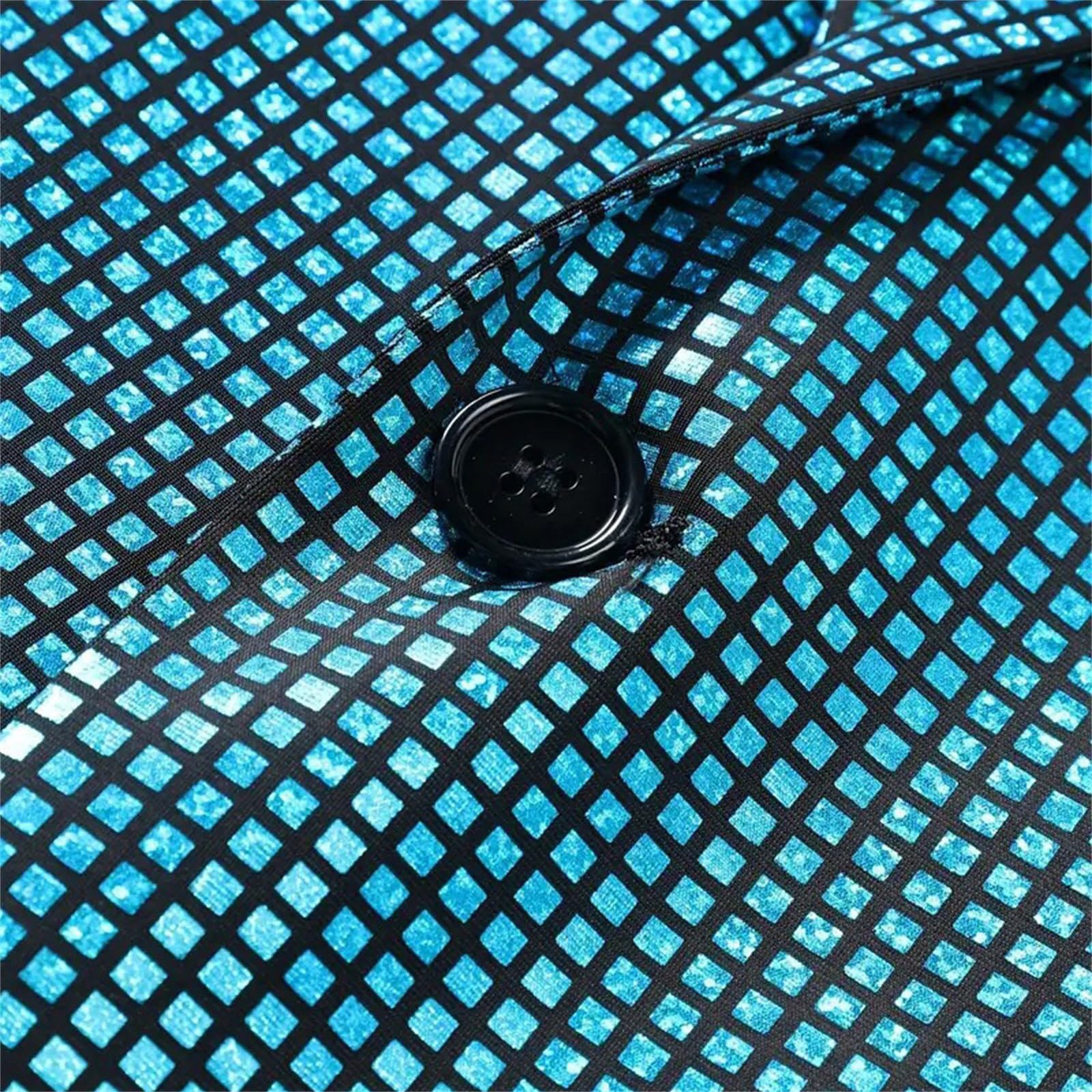 Giacca con brillantini, da uomo, con paillette, colorata, slim fit, per matrimoni, feste, abbigliamento sportivo, per feste, carnevale, Capodanno, Blu, XL
