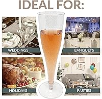 Vista 5 de Reli. Champagne Flutes Plastic 100 Pack 4.5 oz - Silver Glitter Premium Plastic Champagne Flutes Party-Perfect for Celebrations