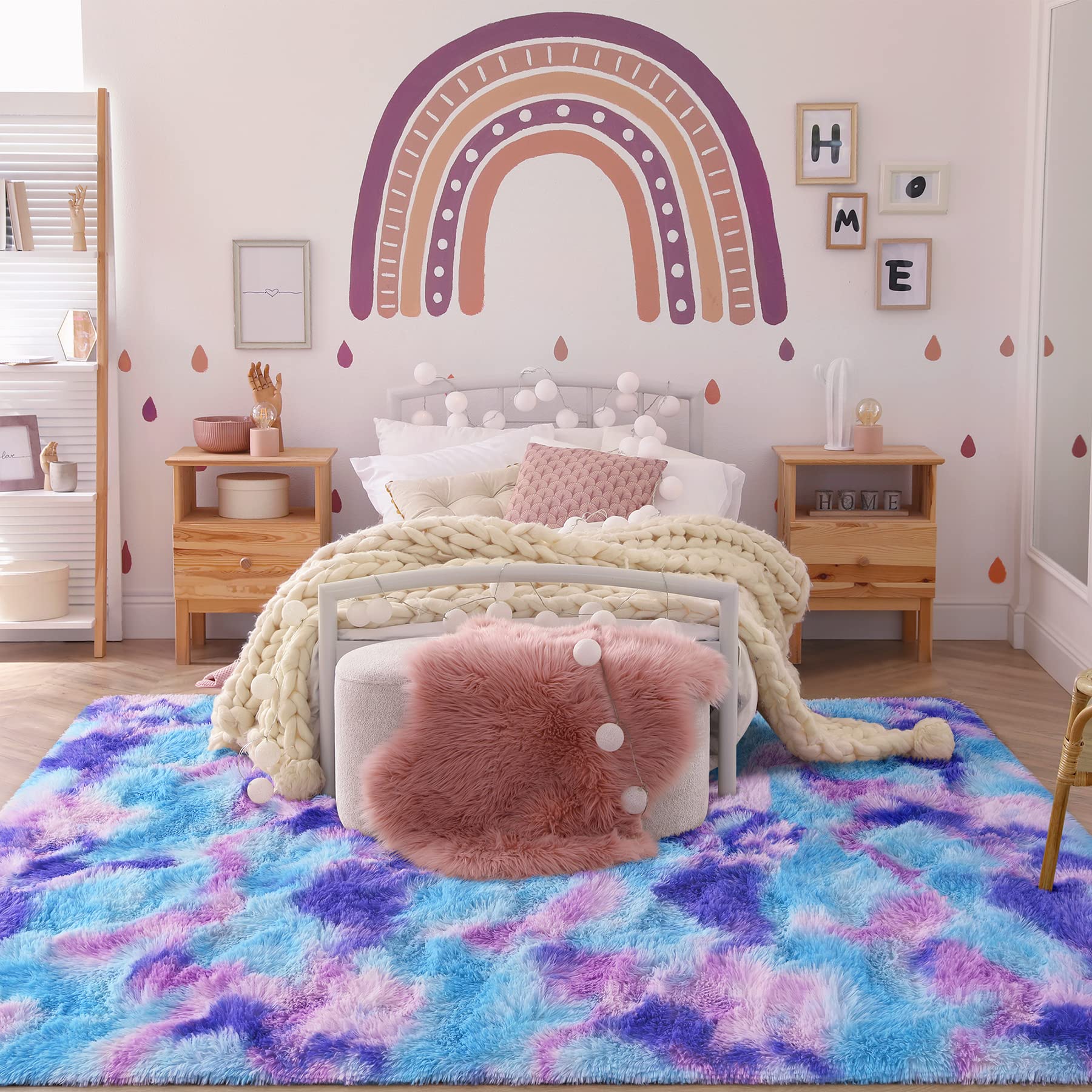 Chicrug Tapis Mignon Pour Chambre De Fille, 0,9 X 1,5 M, Tapis Moelleux Pour Décoration De Chambre, Dortoir, Salle De Jeux, Tapis De Chevet Pour