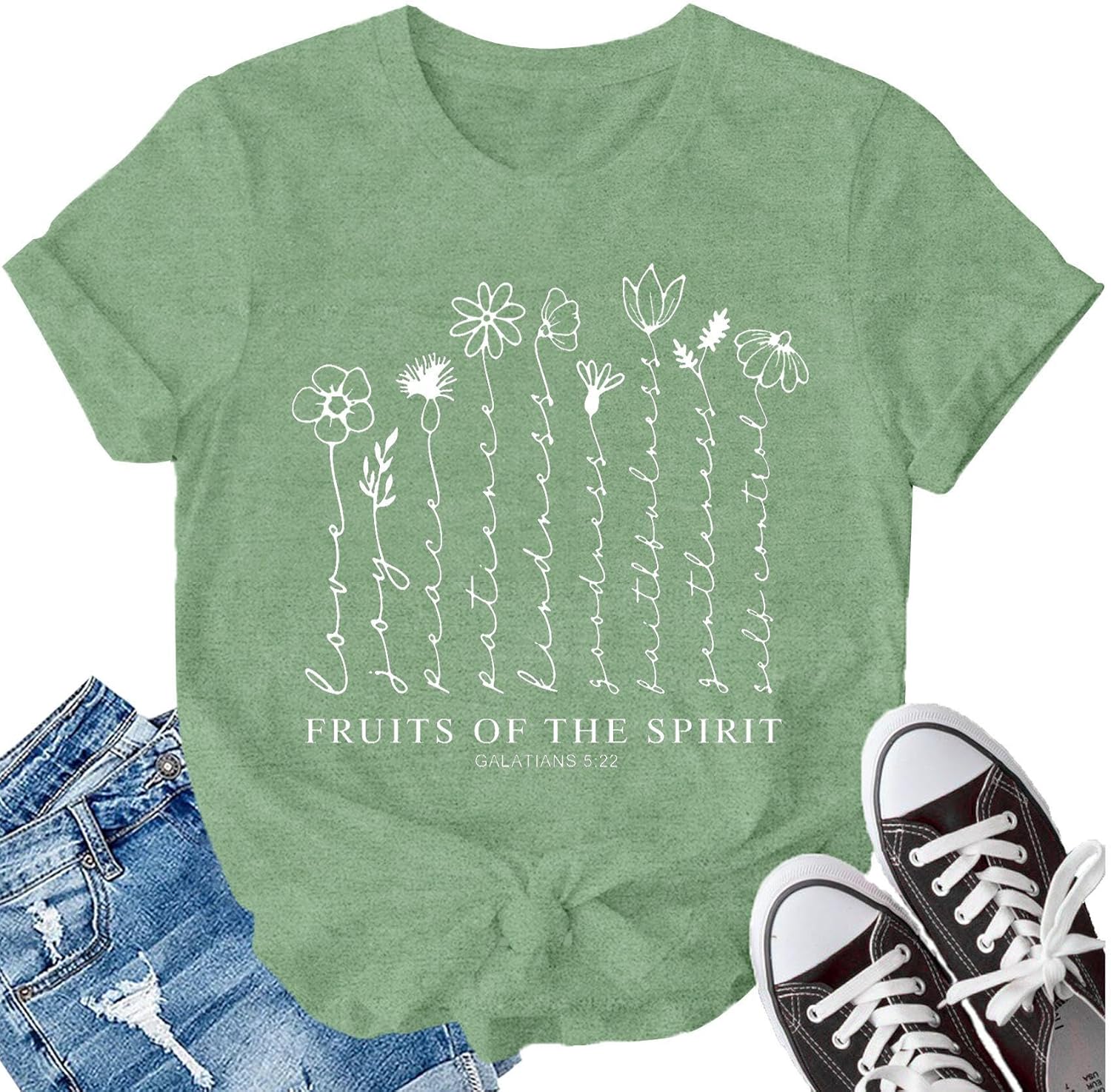 LBP Christian T-Shirts for Women Faith-Based Tee Top Fruit of The Spirit Shirt
