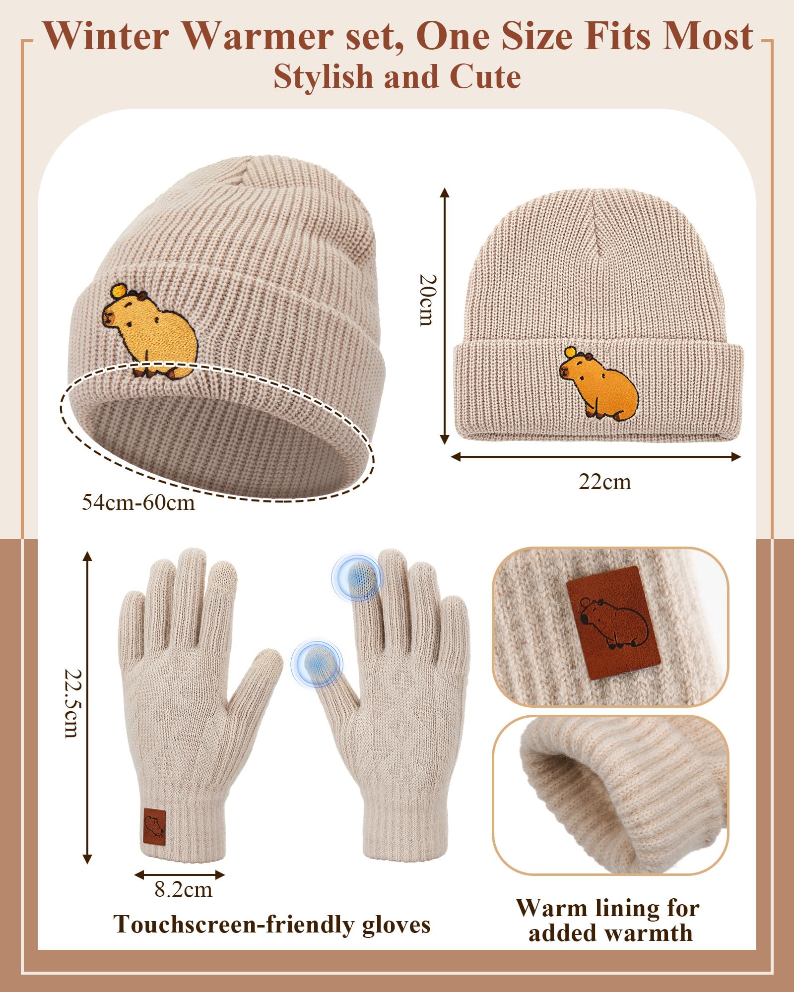 Geyoga Teckel Chien Saucisse Cadeaux Thématiques Ensemble Bonnet et Gants pour Femme Chapeau d'Hiver Chaud et des Gants Chauds pour Propriétaire de Chien Amoureux des Chiens