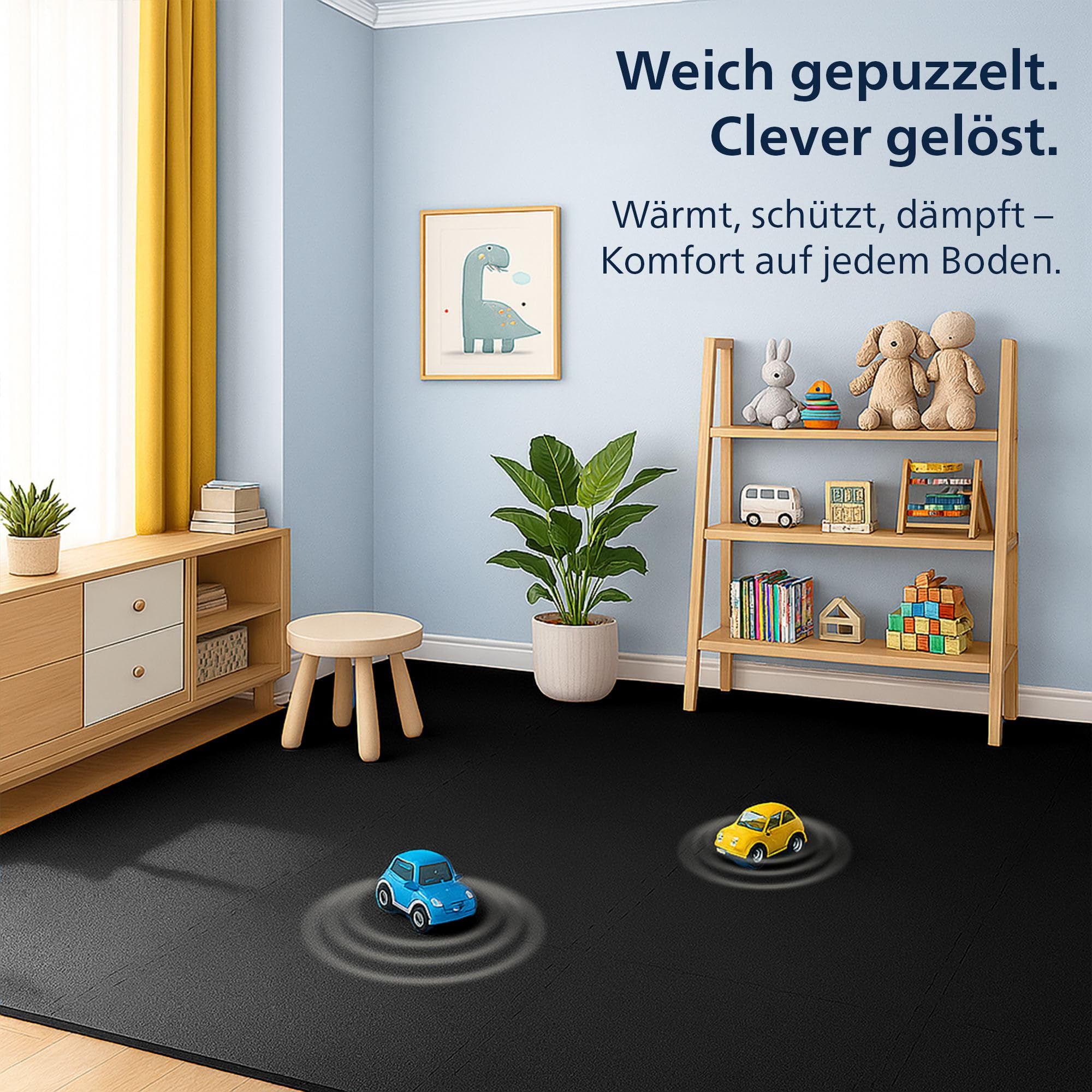 CLP Bodenschutzmatte Fitness 60x60 cm groß extra dick 6er Set Puzzlematte, rutschfeste Schutzmatten für Pool, Fitnessraum und Boden