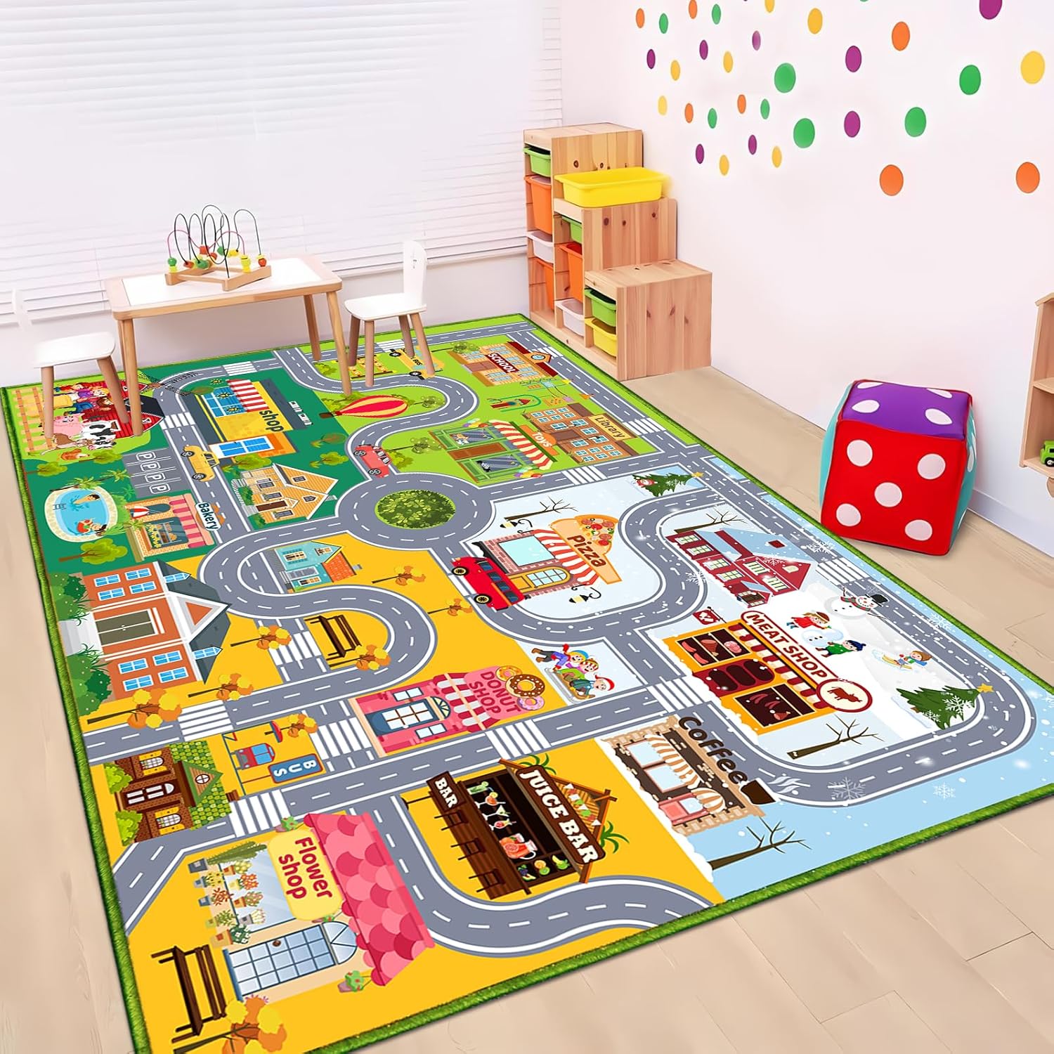 Car Rugs for Kids Toy Car, City Road Traffic Map with Non-Silp Backing, Track Carpet Playmat, Kids Car Play Rug for Playroom Boys Bedroom (78.7X59 INCH)