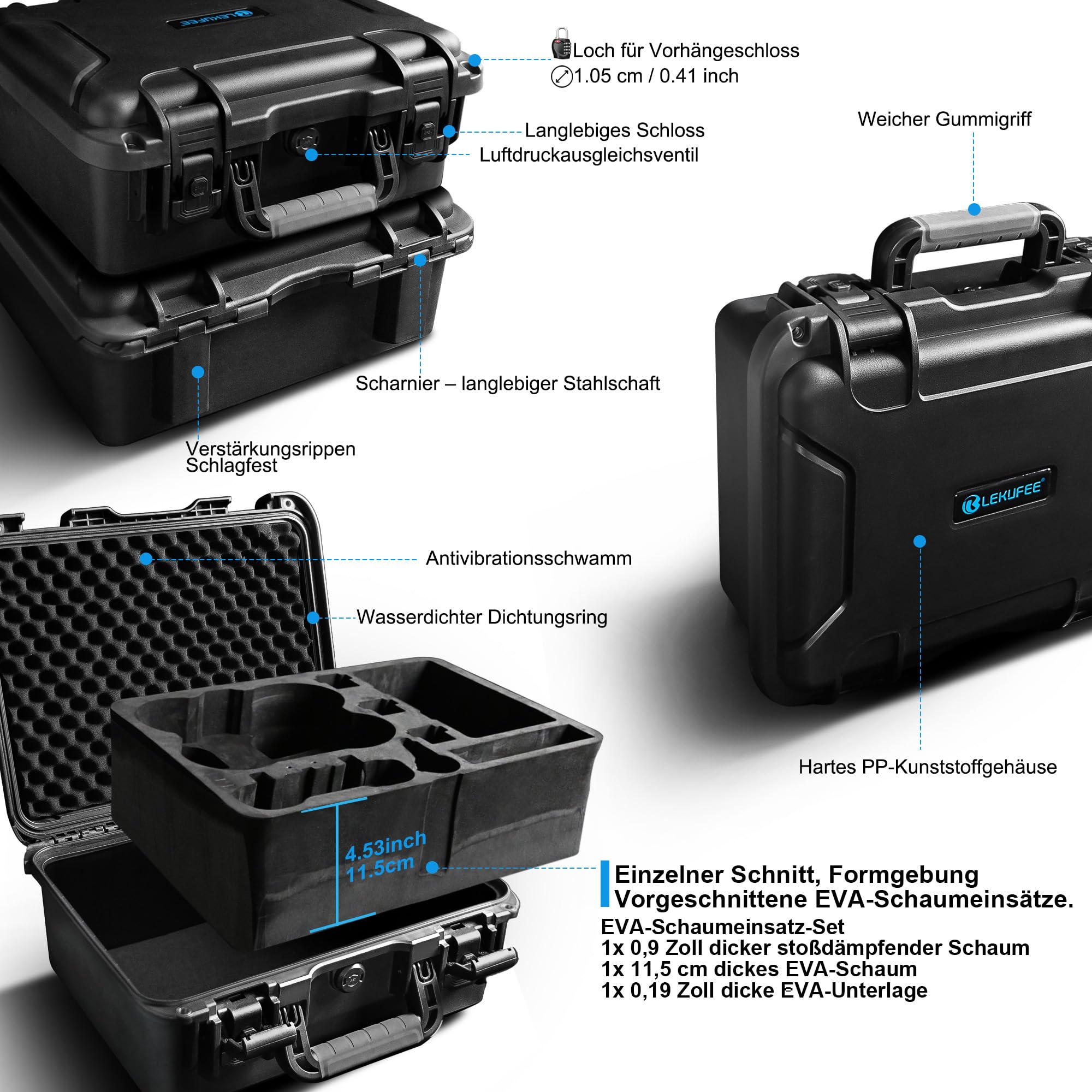LEKUFEE wasserdichte Hartschalen-Tragetasche für DJI Avata 2 Drohne, Fly More Combo, DJI Goggles N3/3/Integra, RC Motion 3/2, FPV Remote Controller 3/2 und weiteres Zubehör (Nur Koffer)